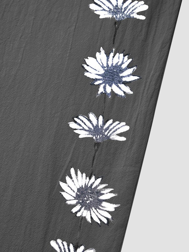 Women Casual Loosen Pockets Floral Pants